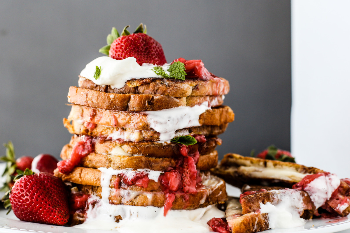 Cream Cheese Stuffed French Toast Wstrawberries And Whip Cream Recipe